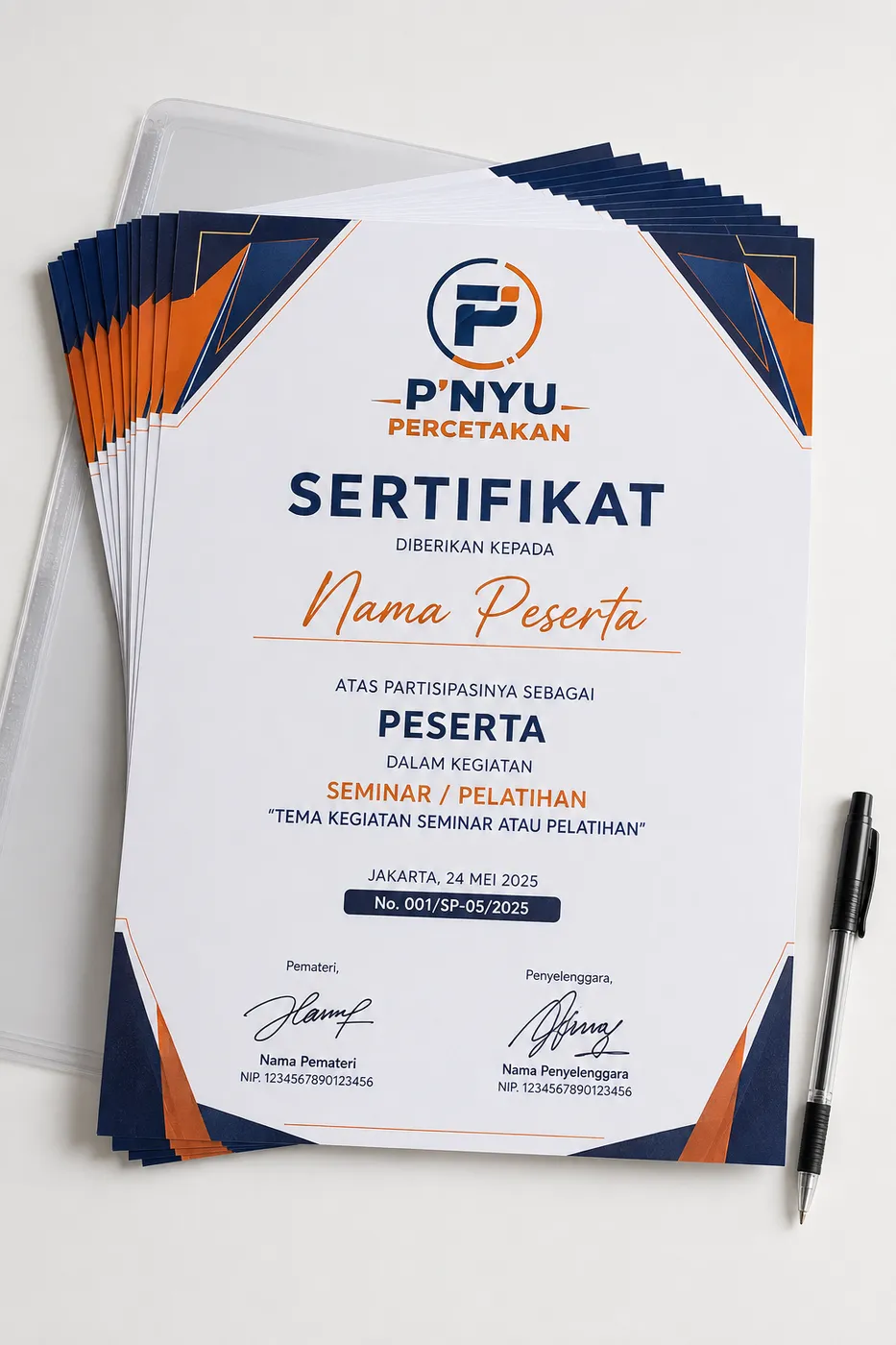 Mockup Sertifikat dari katalog PNYU