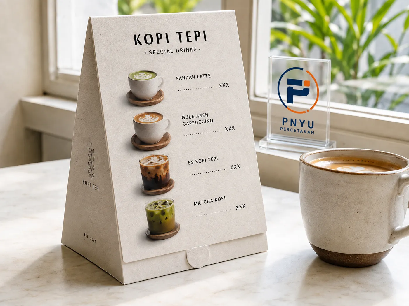 Mockup Menu Tent Card dari katalog PNYU